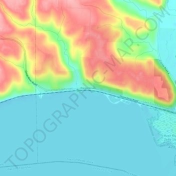 Warrentownの地形図、標高、地勢