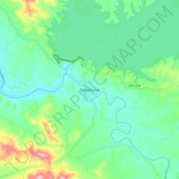 Sanalonaの地形図、標高、地勢