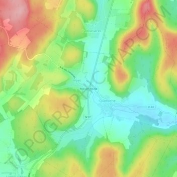 Maison Neuveの地形図、標高、地勢