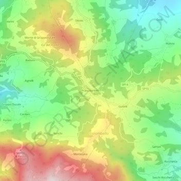Prato Barbieriの地形図、標高、地勢