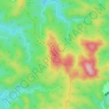 高宕山の地形図、標高、地勢