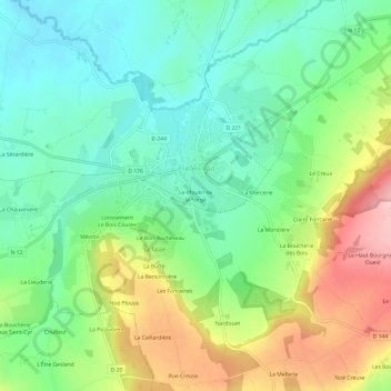 Le Moulin de la Forgeの地形図、標高、地勢