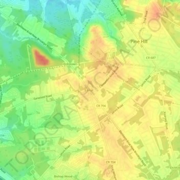 Erialの地形図、標高、地勢
