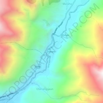Chhairoの地形図、標高、地勢
