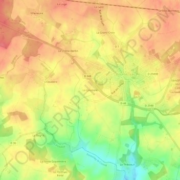 La Coussaieの地形図、標高、地勢