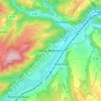 Georg-Weierbachの地形図、標高、地勢