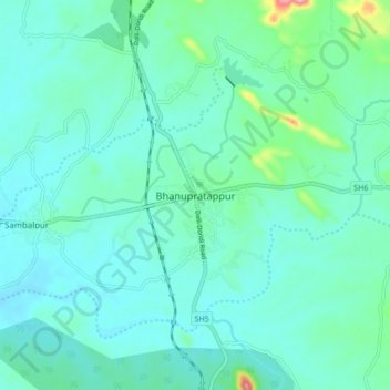 Bhanupratappurの地形図、標高、地勢