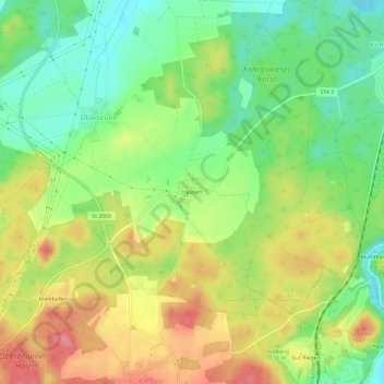 Hausenの地形図、標高、地勢