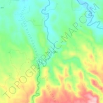 Lau Tepuの地形図、標高、地勢