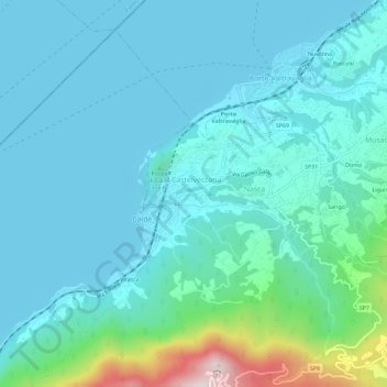 Castelveccanaの地形図、標高、地勢