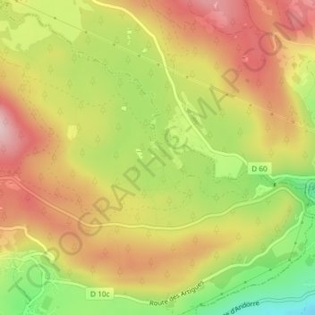 Pla de Barrèsの地形図、標高、地勢