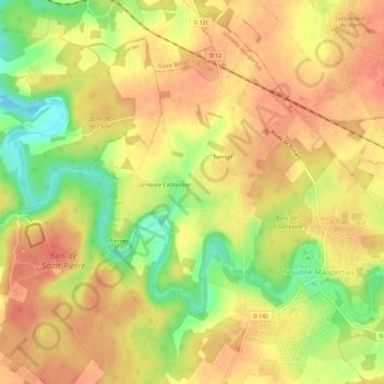 Les Bordesの地形図、標高、地勢