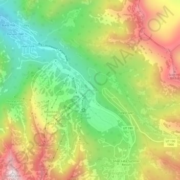 Solitudeの地形図、標高、地勢