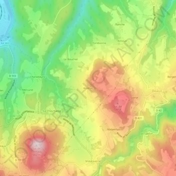 Arzilhacの地形図、標高、地勢