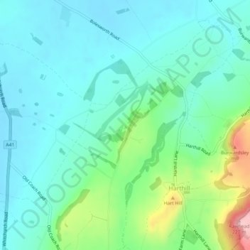 Bolesworth Castleの地形図、標高、地勢
