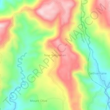 New Katipunanの地形図、標高、地勢