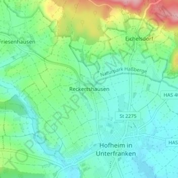 Reckertshausenの地形図、標高、地勢