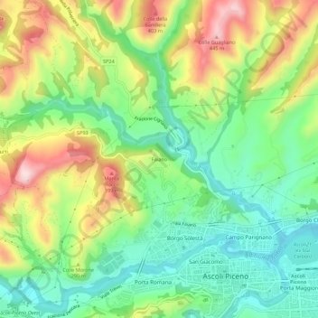 Faianoの地形図、標高、地勢