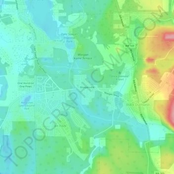 Morganvilleの地形図、標高、地勢