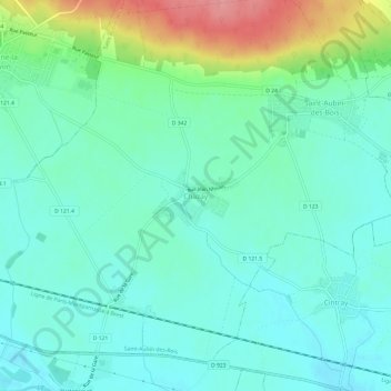 Chazayの地形図、標高、地勢