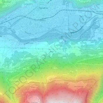 Moiaの地形図、標高、地勢