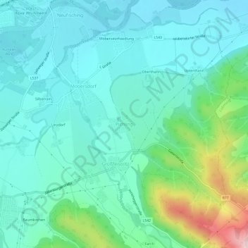 Pichlingの地形図、標高、地勢