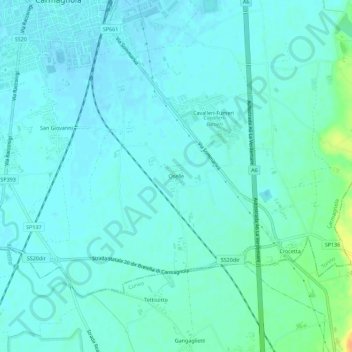 Oselleの地形図、標高、地勢
