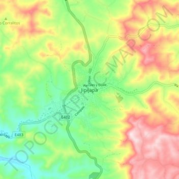 Jipijapaの地形図、標高、地勢