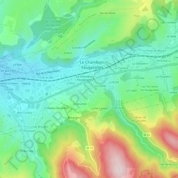 La Romièreの地形図、標高、地勢