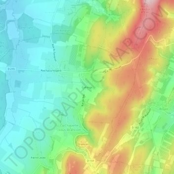 Collongeの地形図、標高、地勢
