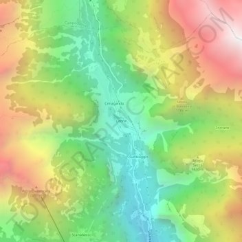 Lironeの地形図、標高、地勢