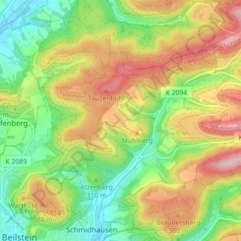 Gagernbergの地形図、標高、地勢