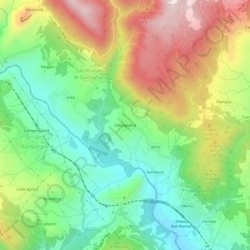 Sillicagnanaの地形図、標高、地勢