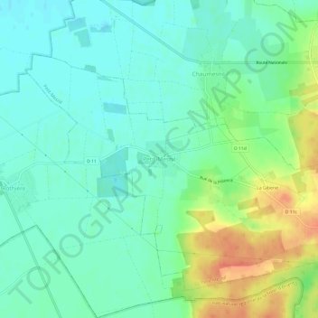 Petit-Mesnilの地形図、標高、地勢