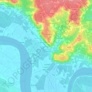 La Croix Blancheの地形図、標高、地勢