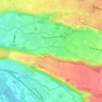 Chalyの地形図、標高、地勢