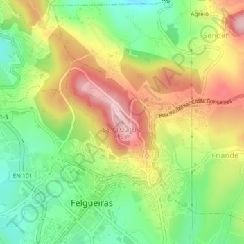 Santa Quitériaの地形図、標高、地勢