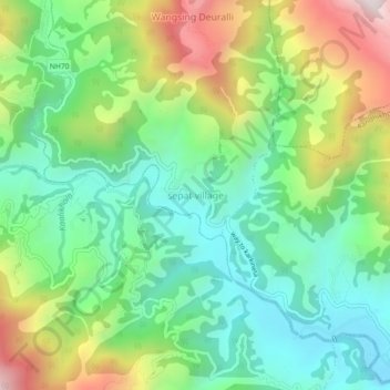sepat villageの地形図、標高、地勢