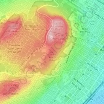 Colline de l'Abriの地形図、標高、地勢