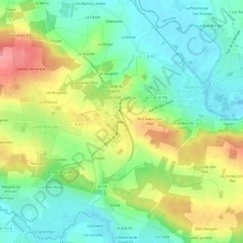Pascoの地形図、標高、地勢
