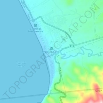 Puerto Cayoの地形図、標高、地勢