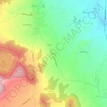 L'Hermの地形図、標高、地勢