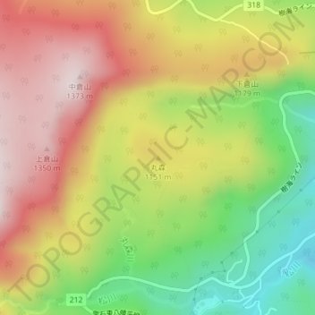 丸森の地形図、標高、地勢