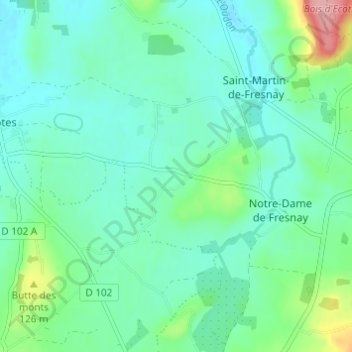 Le Valの地形図、標高、地勢
