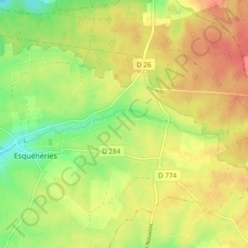 Le Sarroisの地形図、標高、地勢