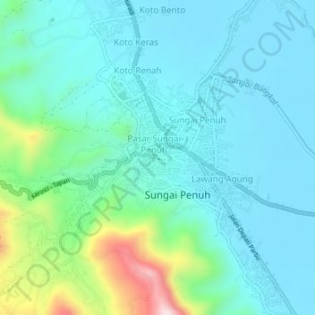 Pondok Tinggiの地形図、標高、地勢