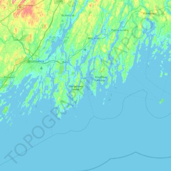 Five Islandsの地形図、標高、地勢
