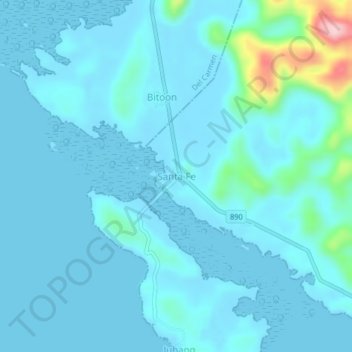 Santa Feの地形図、標高、地勢