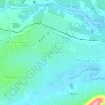 Nkowankowaの地形図、標高、地勢