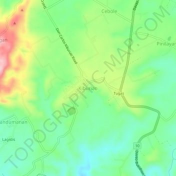 Kiburiaoの地形図、標高、地勢